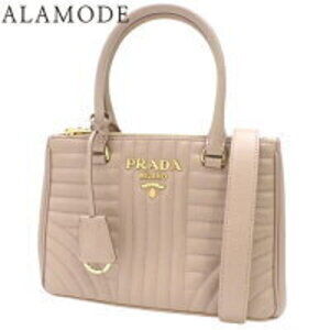 Prada Diagram Tote Bag Shoulder Crossbody Handbag Pink Beige Calfskin